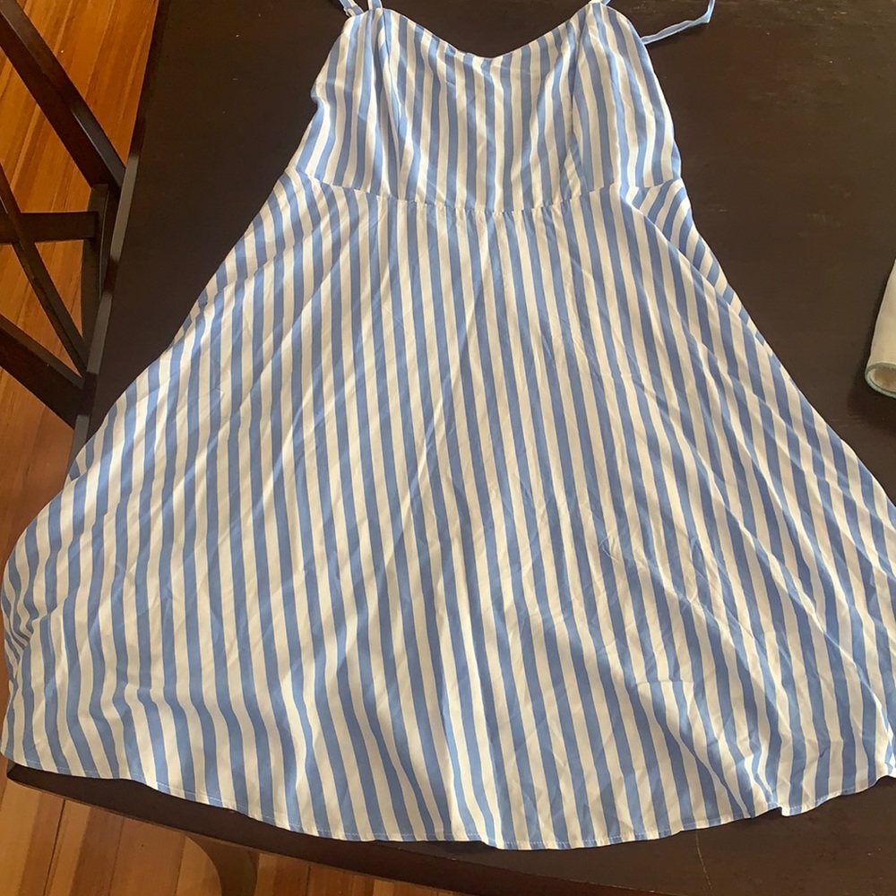 Blue and white dress